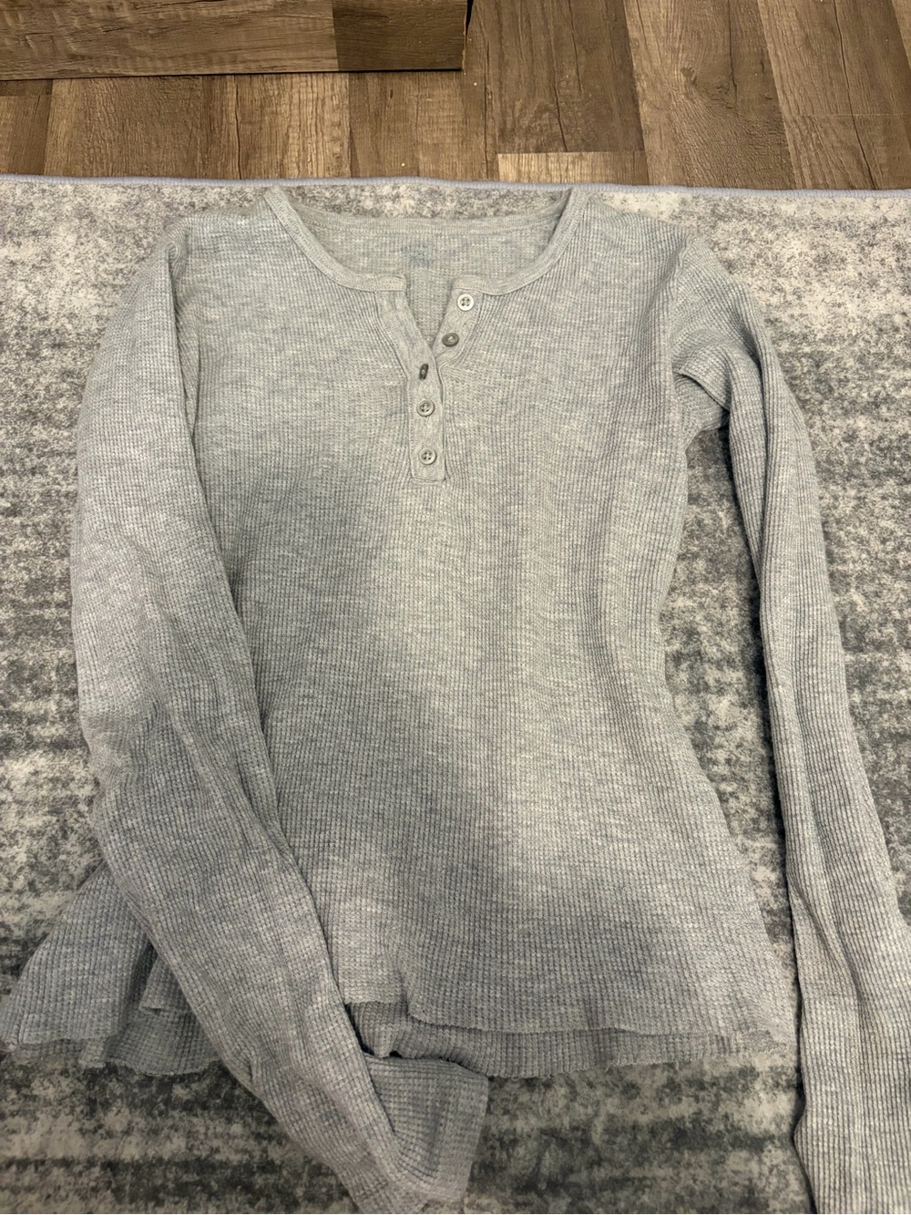 Brandy Melville grey waffle knit Henley long sleeve